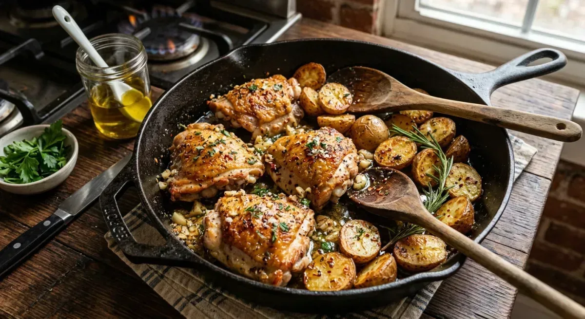 One-Pan Skillet Garlic Butter Chicken and Potatoes